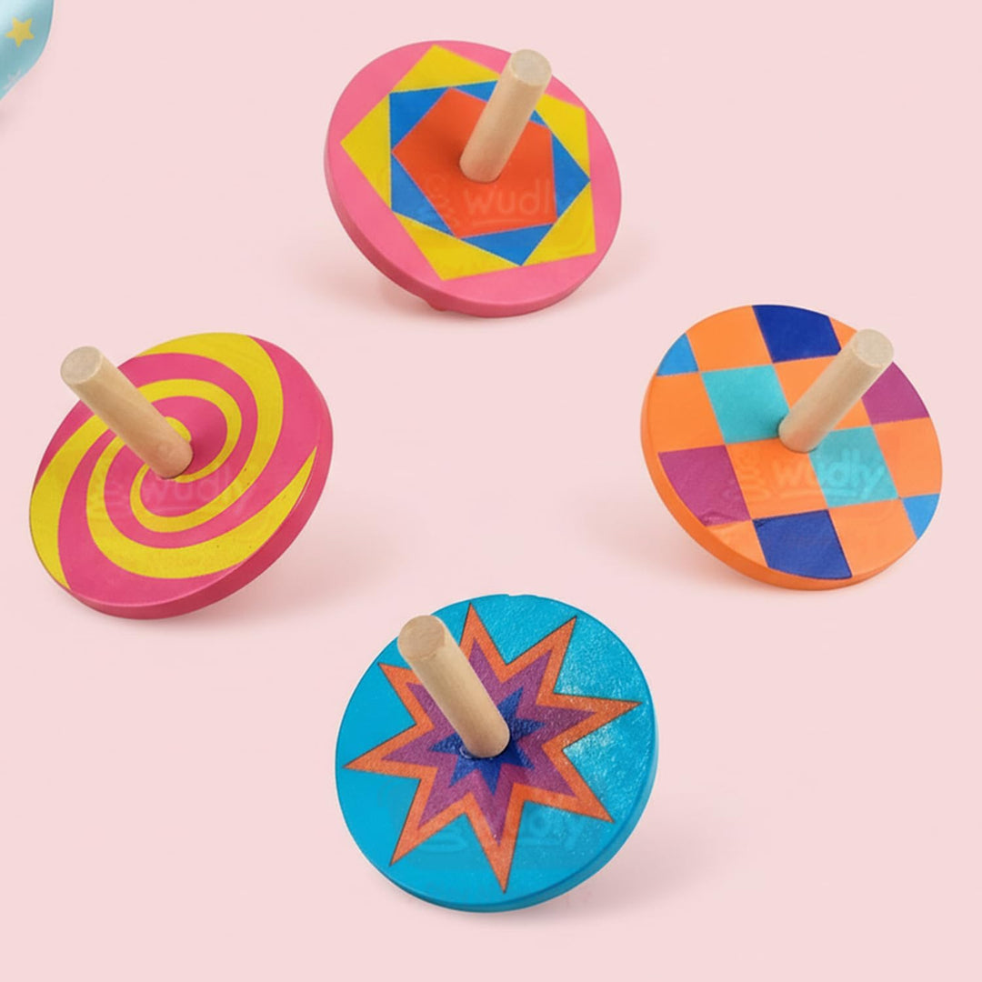 Wudly Wooden Big Top with Pattern(set of 4)