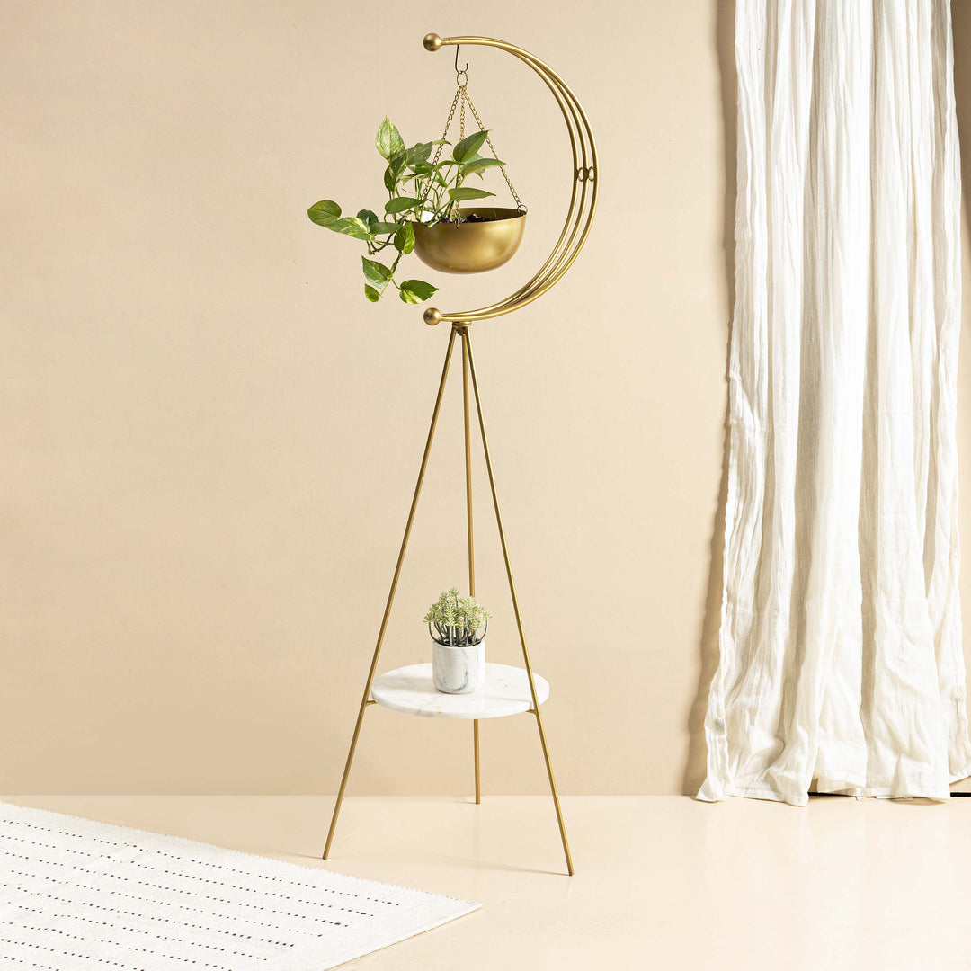 Muun Home tripod planter - Gold and White Marble
