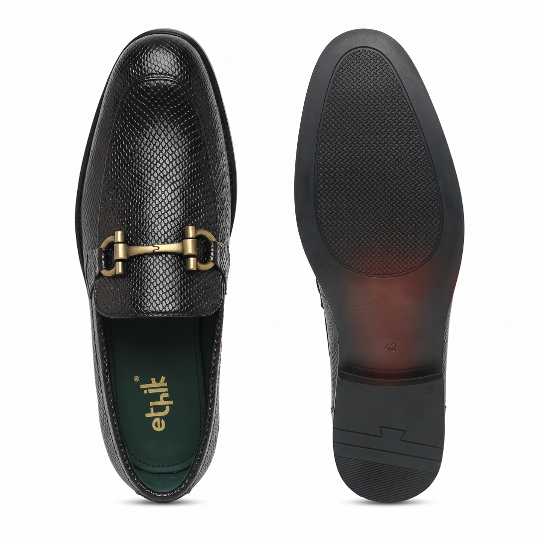 Stunner Textured Black Loafers