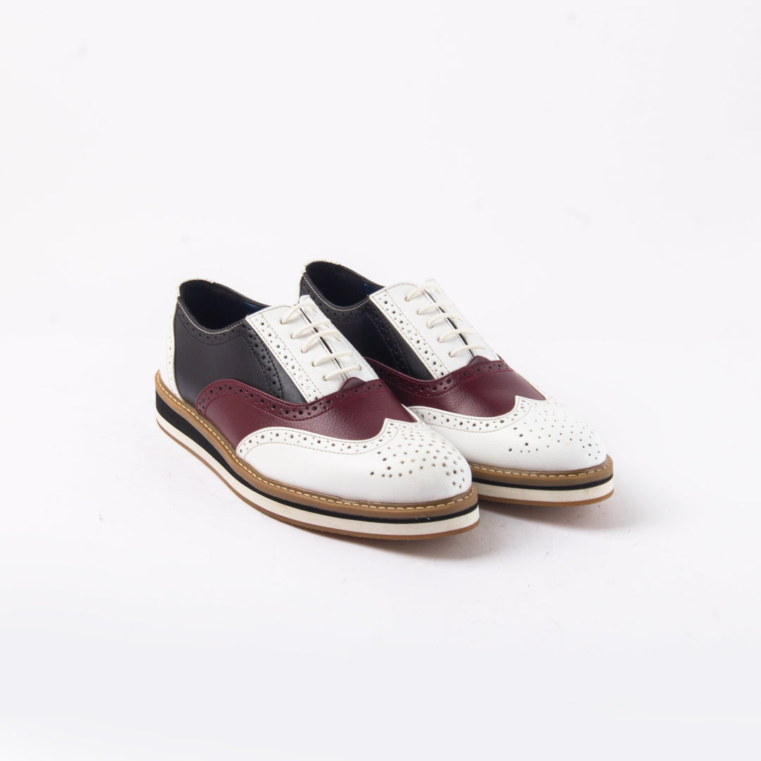 Monkstory Beverly Tricolour Brogues - White