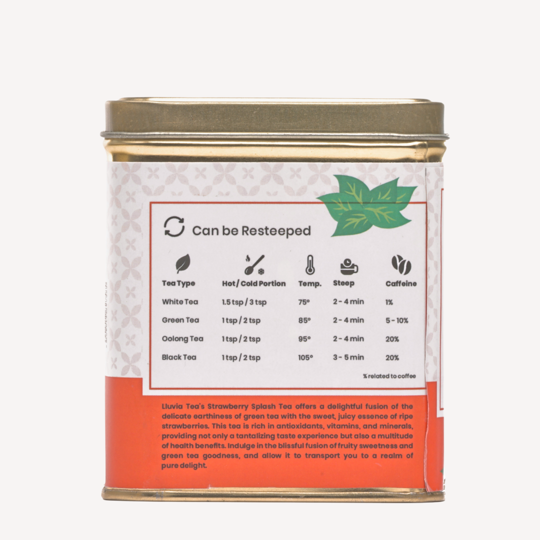 Lluvia Tea Strawberry Splash Tea - Mood Enhancement | Bone Health | Blood Sugar Regulation (50 gm)