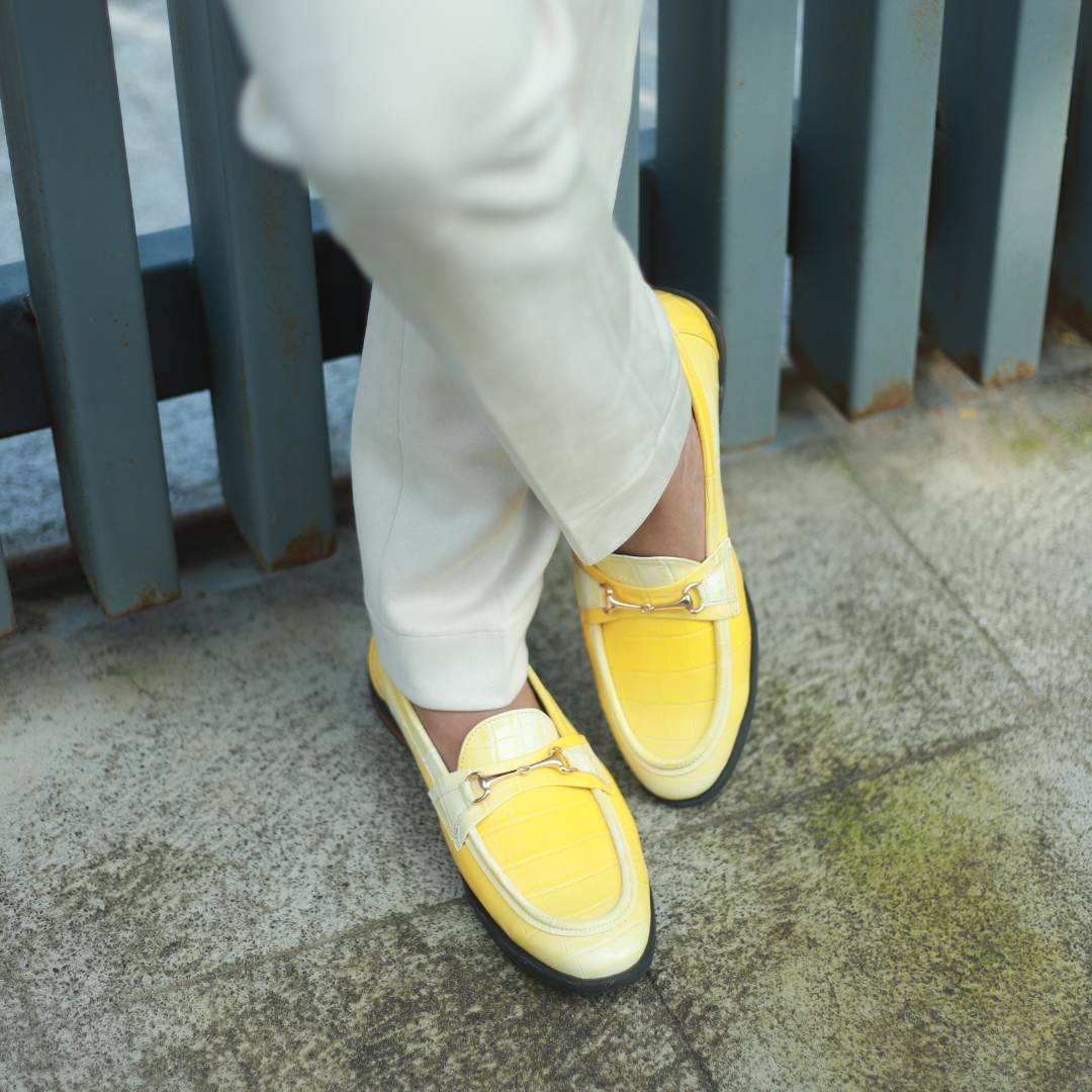 Monkstory Flatform Horsebit Slip Ons - rich yellow