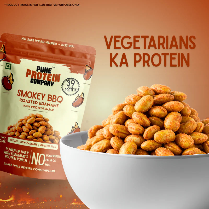 Pune Protein Company Smokey BBQ Roasted Edamame | 39g Protein