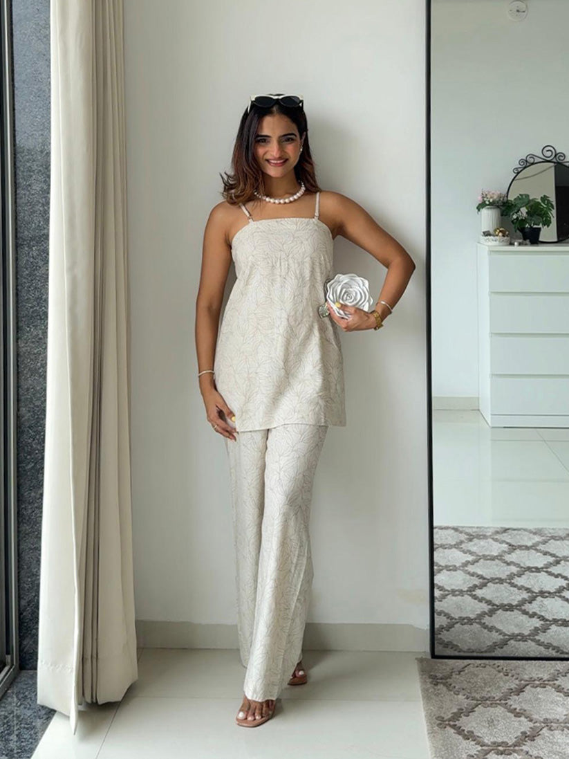 COCONUT CREAM - PRINTED LINEN CO-ORD SET