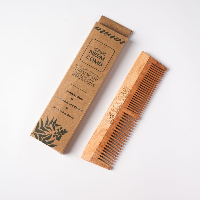 Ecokari Natural Neem Wooden Combs Set (3 pcs)
