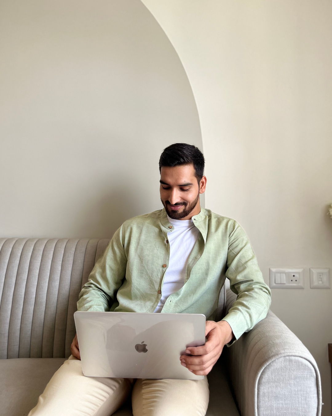 Earthy Route Military Green · Mandarin Collar Shirt