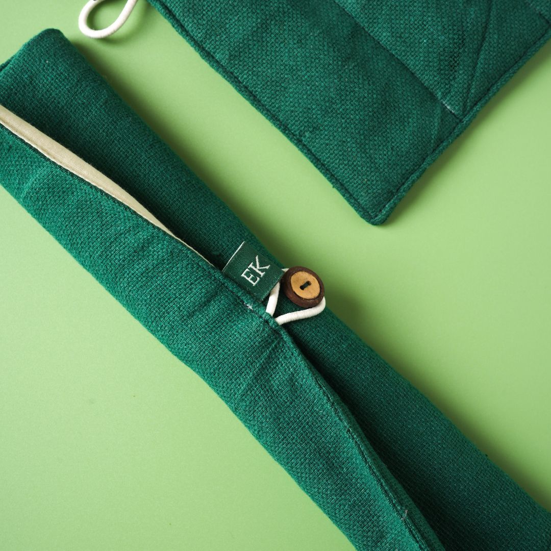 Ecokari Bamboo Cutlery Set with Organic Cotton Pouch