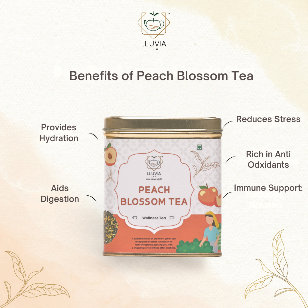 Lluvia Tea Peach Blossom Tea - Antioxidant Rich | Improves Skin Health | Mood Enhancement (50 gm)