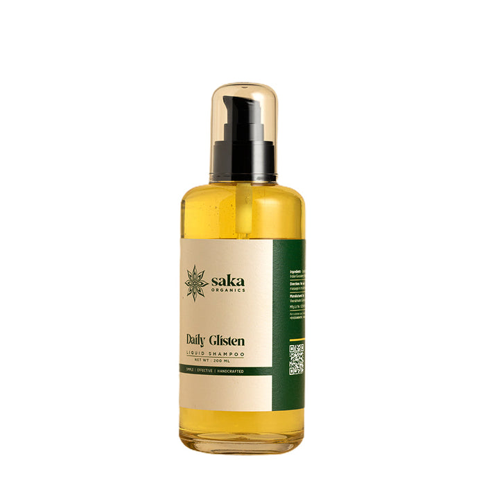 Saka Organics - Daily Glisten | Handmade Liquid Shampoo with Moisturizing Formula | Natural Hair Care for Normal Hair (200ml)