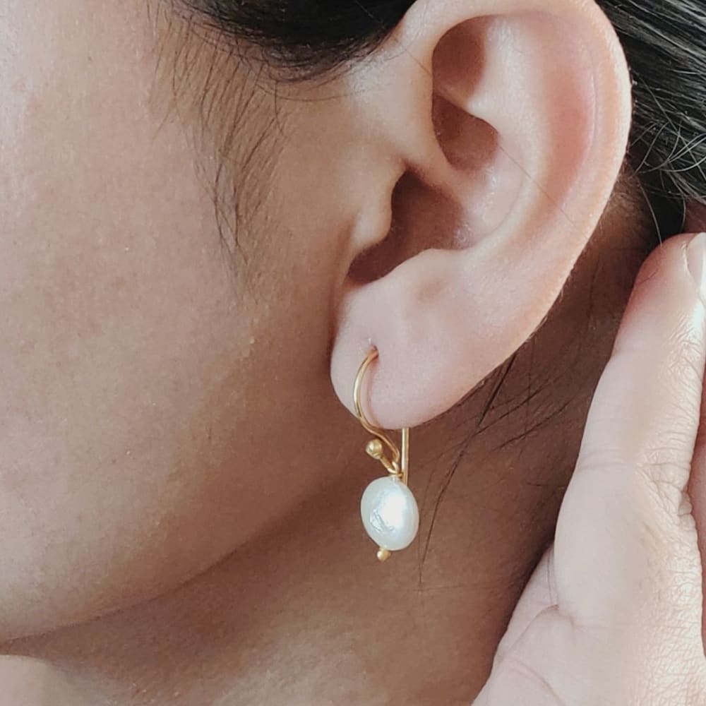 ONEarth #13 - Coin Baroque Pearl Earrings Golden Hook