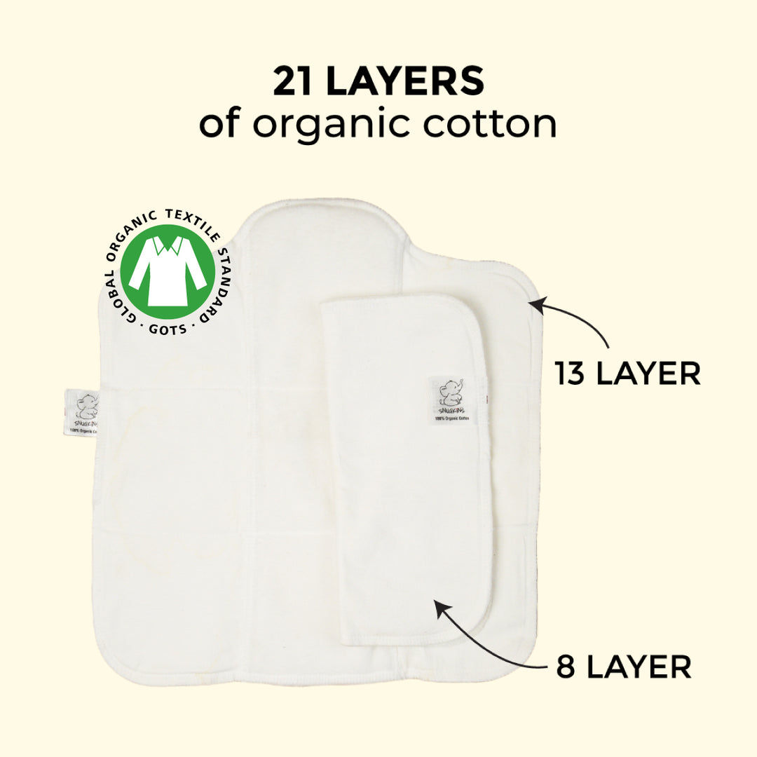 Snugkins Wet Free Prefold Pad & Booster Pad Inserts for Baby Cloth Diapers