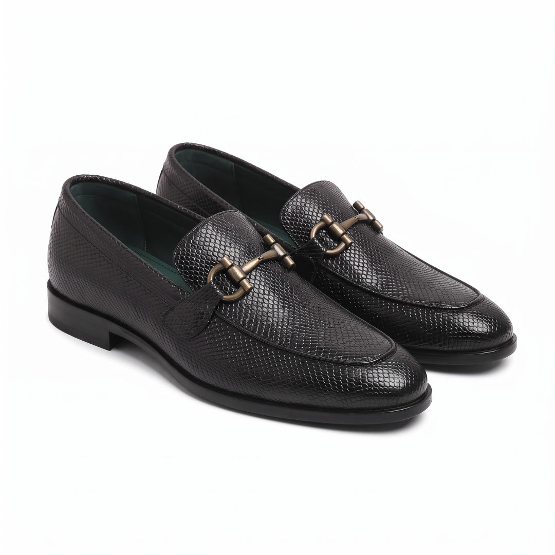 Stunner Textured Black Loafers