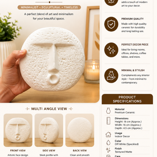 Visage Minimal – Abstract Face Ceramic Vase