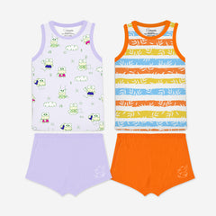 Snugkins 100% Organic Cotton Sleeveless T-Shirts Top and Shorts Set for Kids, Toddlers, Boys and Girls - Set of 2