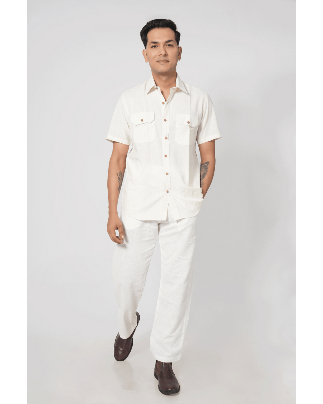 White Double Pocket Shirt image