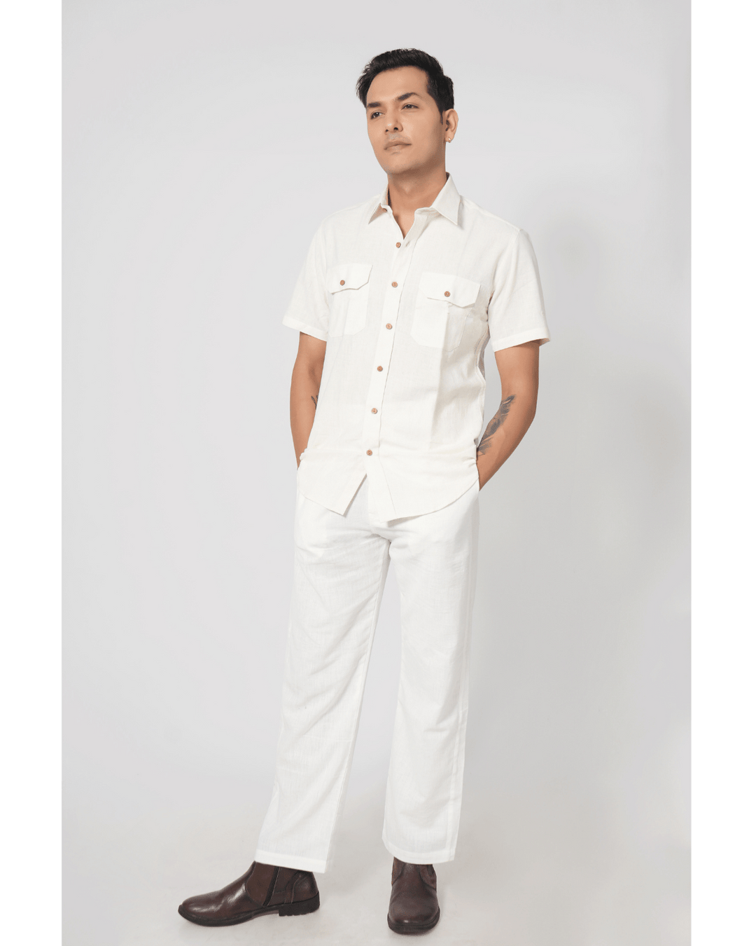 White Double Pocket Shirt image