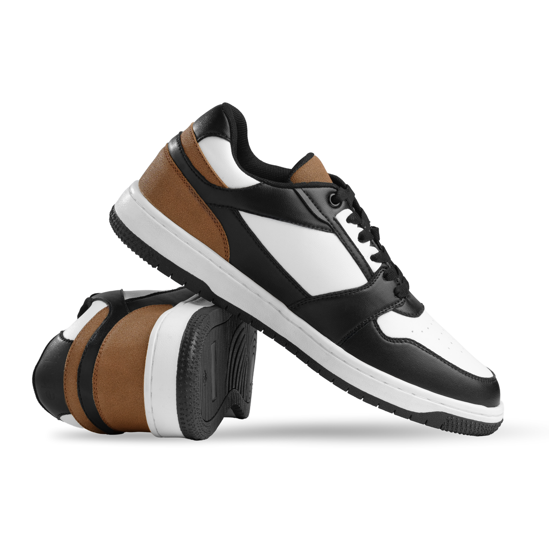 Comic Tan Mesh-Detailed Lace-Up Sneakers