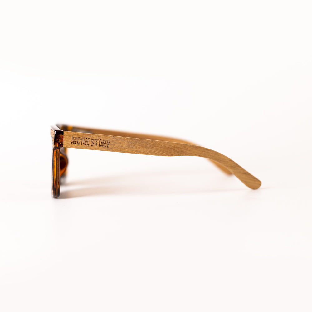 Monkstory MonkStory Woody Wood+Acetate Unisex Sunglasses - Brown Lens