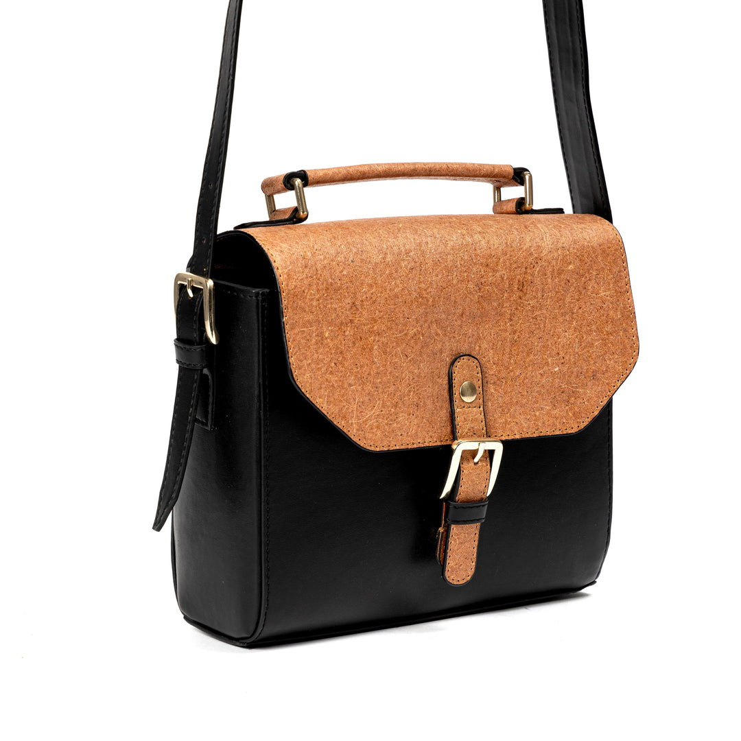 Green Hermitage Juniper Vegan Leather Sling Bag - Black