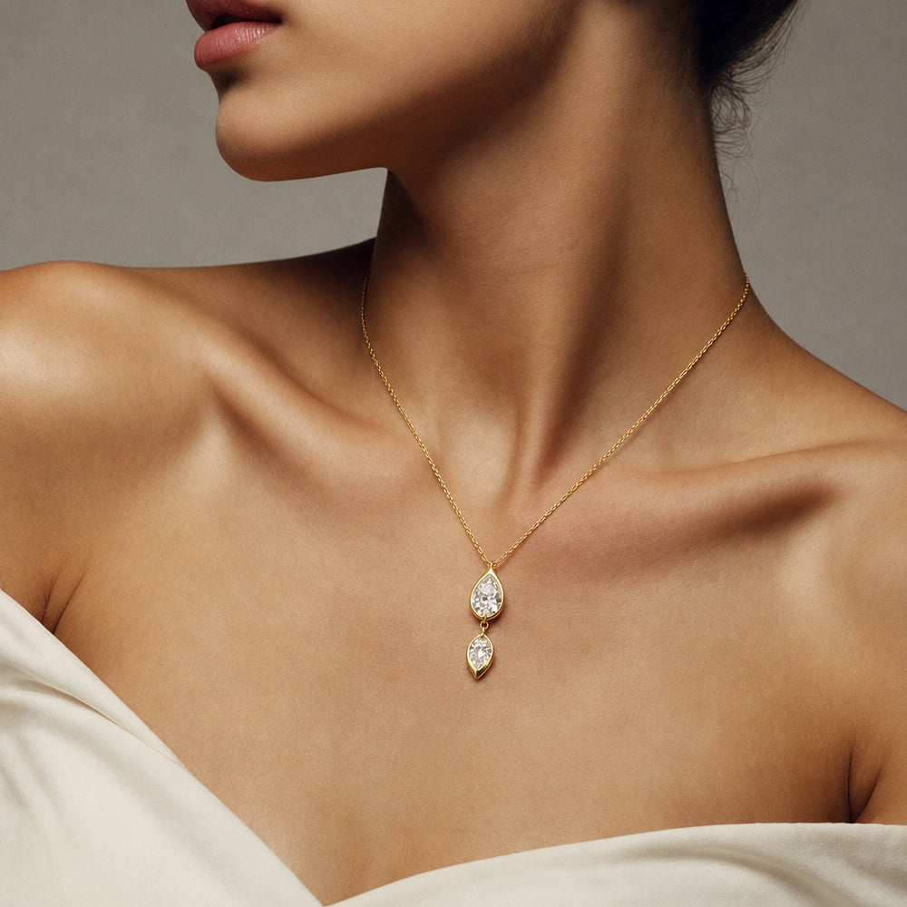 Niva - Pear diamond Pendant Necklace in 925 Sterling Silver