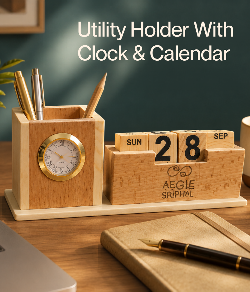 Aegle Sriphal Utility Holder with Clock & Calendar