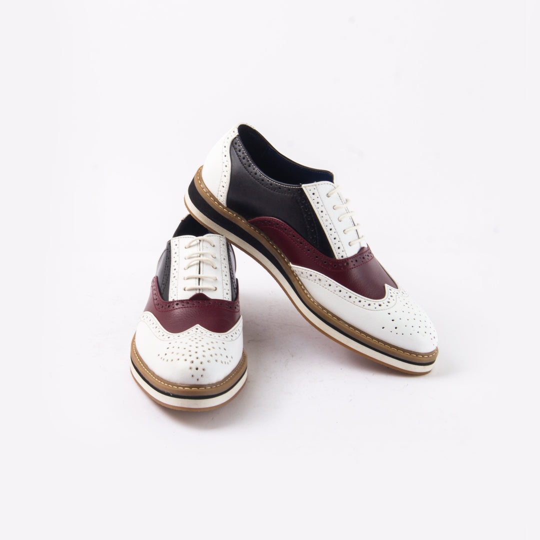 Monkstory Beverly Tricolour Brogues - White