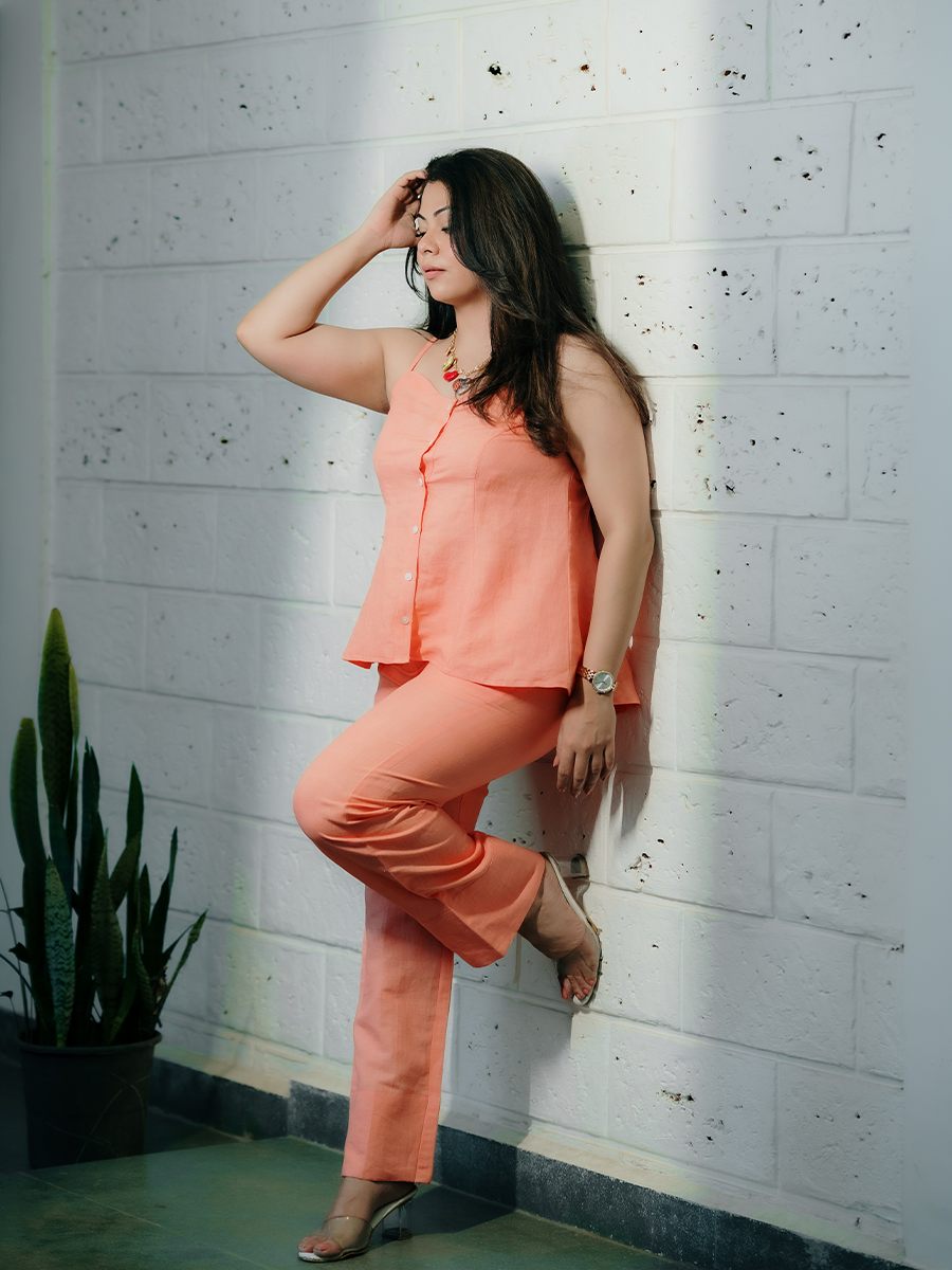 THE PEACH SORBET LINEN SET