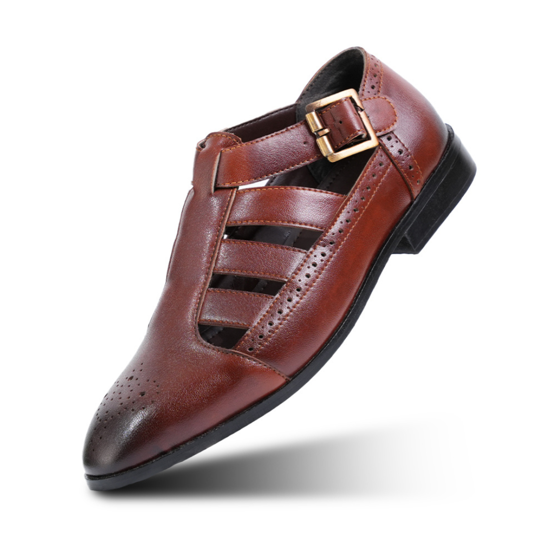 Monkstory Pathani Heritage Sandals - Tan