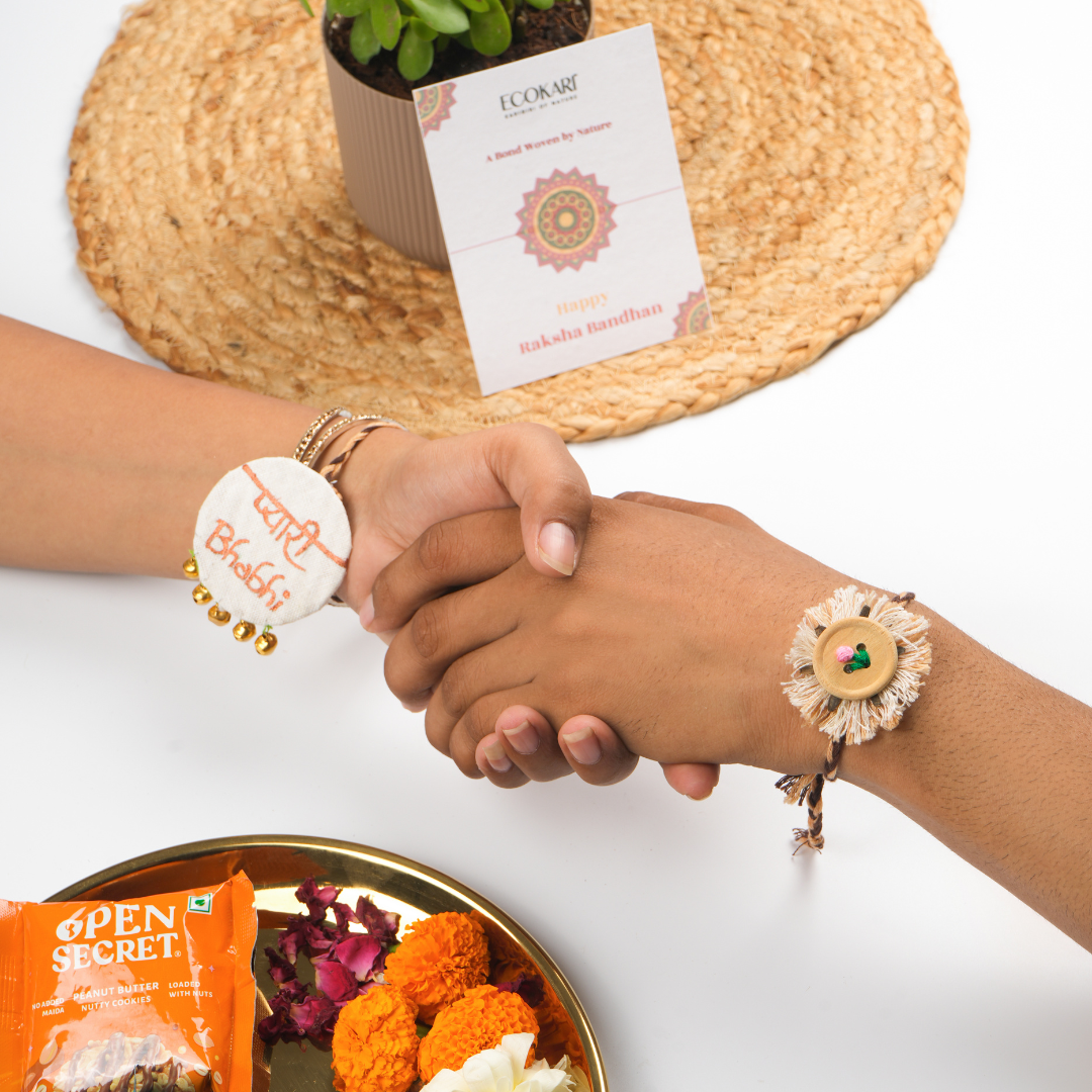 Ecokari Embellished Bhai - Bhabhi Rakhi and Lumba Set