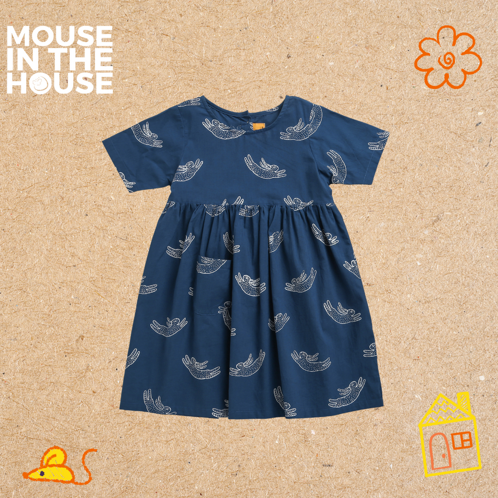 Mouse In The House A Fuzzy Rabbit - Cotton Dress (Blue)