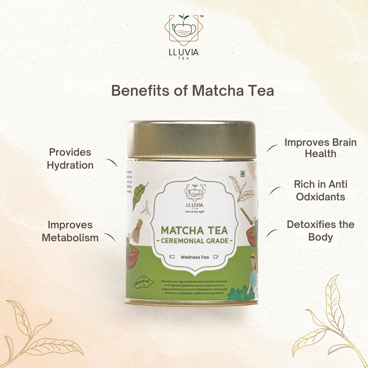 Lluvia Tea Matcha Tea : Ceremonial Grade - Metabolism Boost | High Antioxidant | Detoxification (50 gm)
