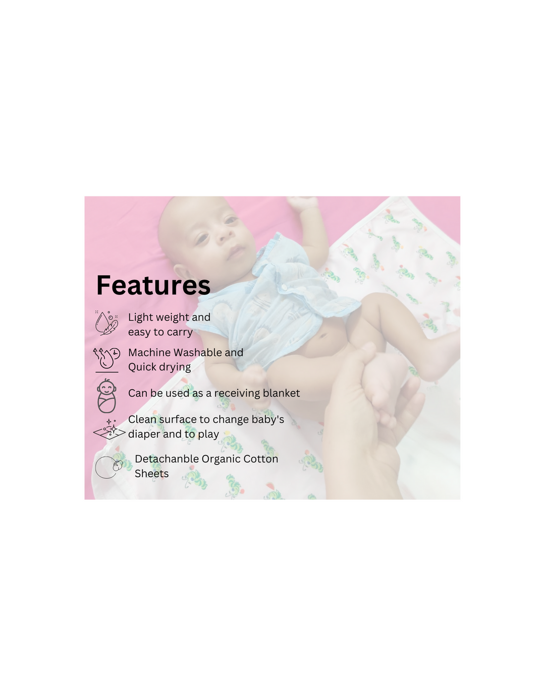 Daiper Changing Mat with Organic Cotton Sheets