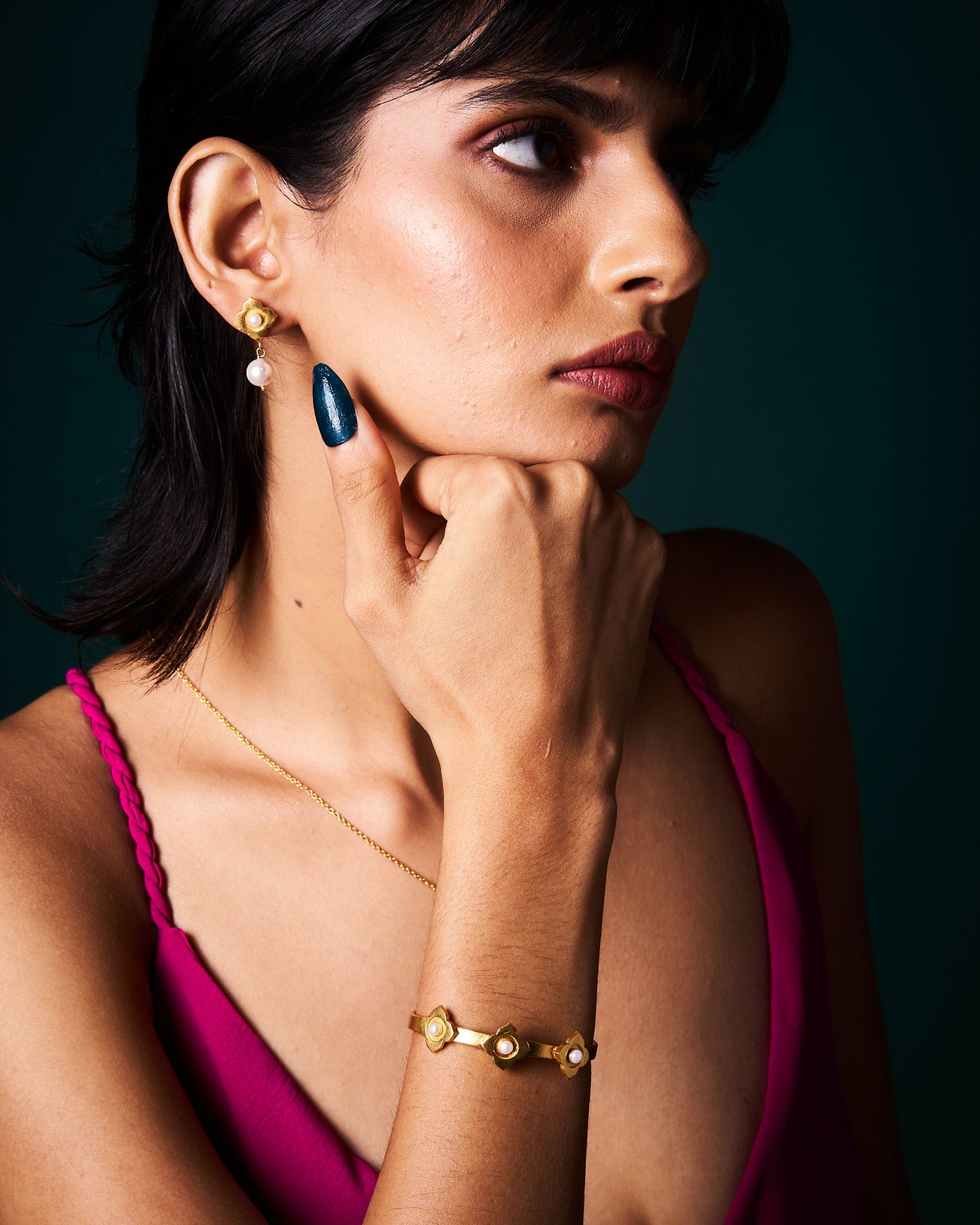 Chameli Jewellery Set - Mismatched Earrings + Long Necklace + Bracelet