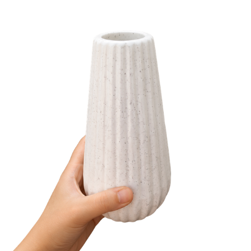 Ligne Blanche – White Ribbed Ceramic Vase