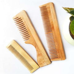 Tanman Organics Pure Kacchi Neem Wood Comb Pack Combo -05 (Pack of 3)