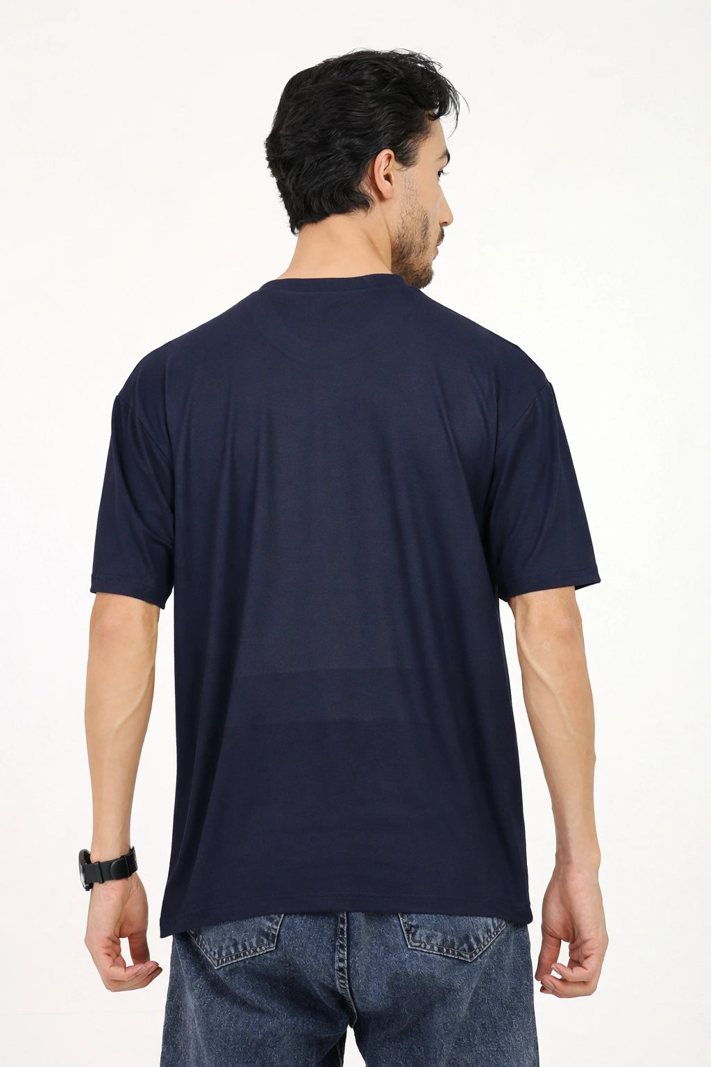 Men Oversized Plain Bamboo T-Shirt – Soft, Breathable & Sustainable | Navy