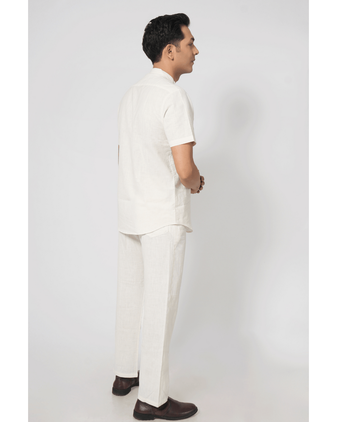 White Stand Collar Pocket Shirt image