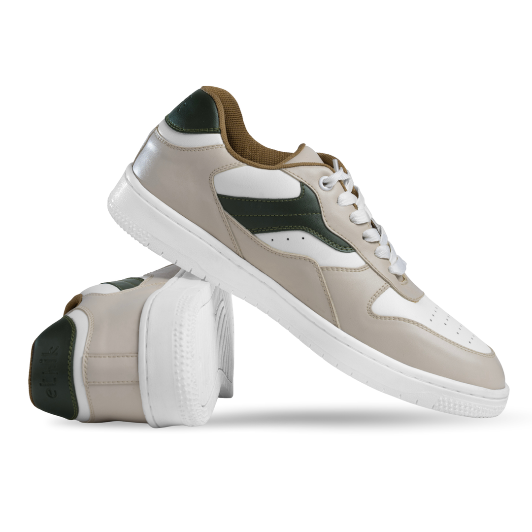 Ridge Olive And Beige Strap Sneakers