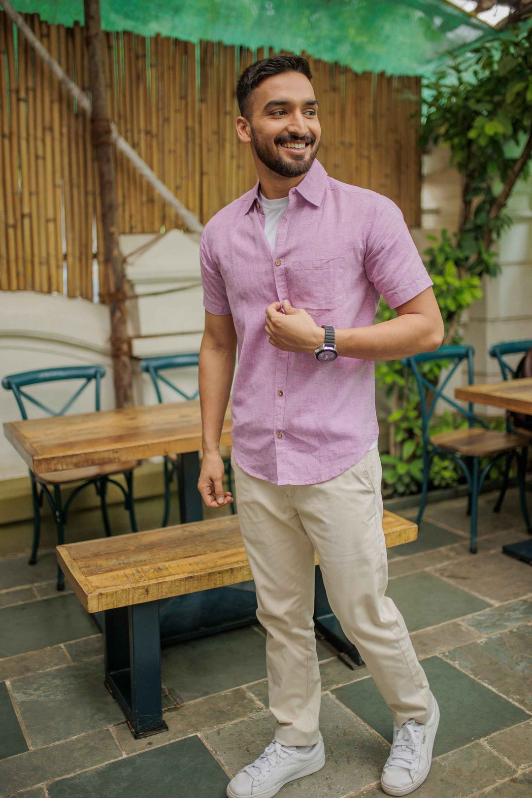 Earthy Route Lavender · Half Sleeve Shirt