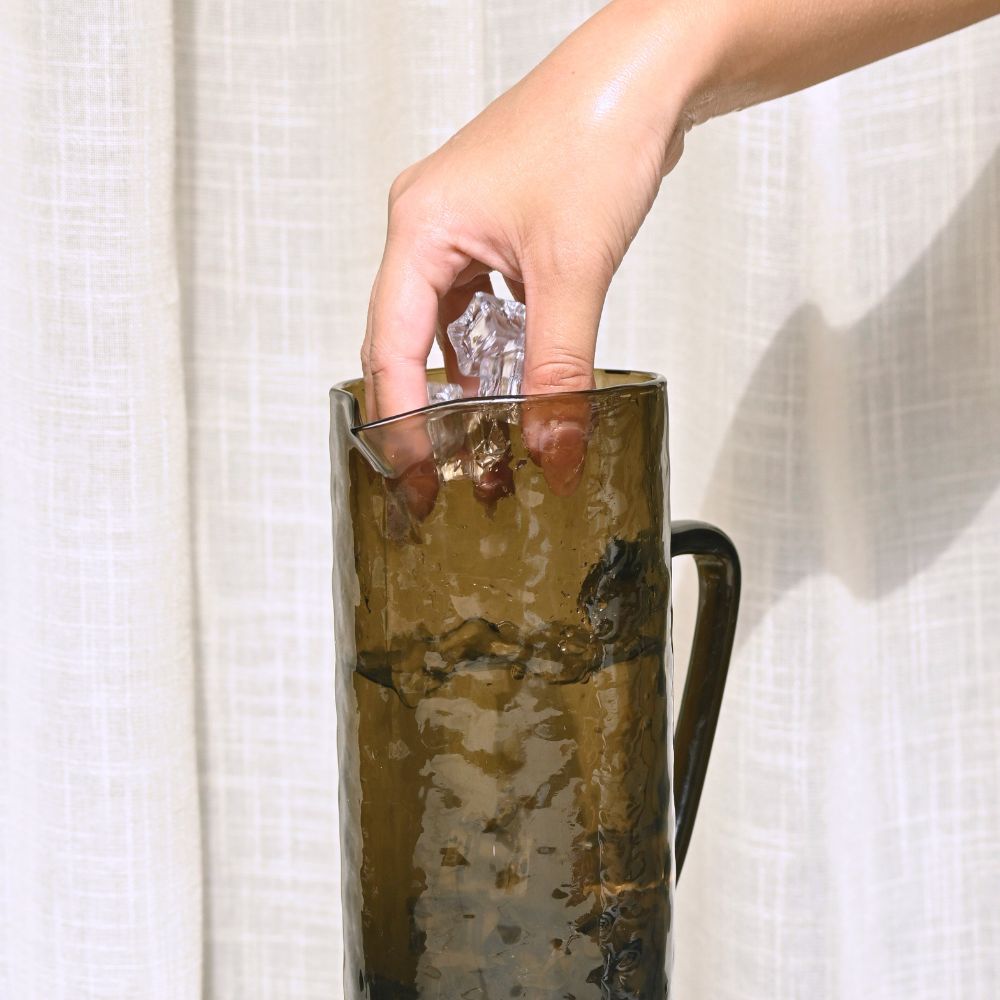 Muun Home Brown Textured Glass Pitcher