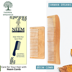 Tanman Organics Pure Kacchi Neem Wood Comb Pack Combo -04 (Pack of 2)