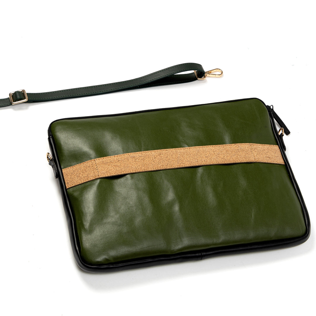 Green Hermitage Acacia Vegan Leather Laptop Sleeve - Olive