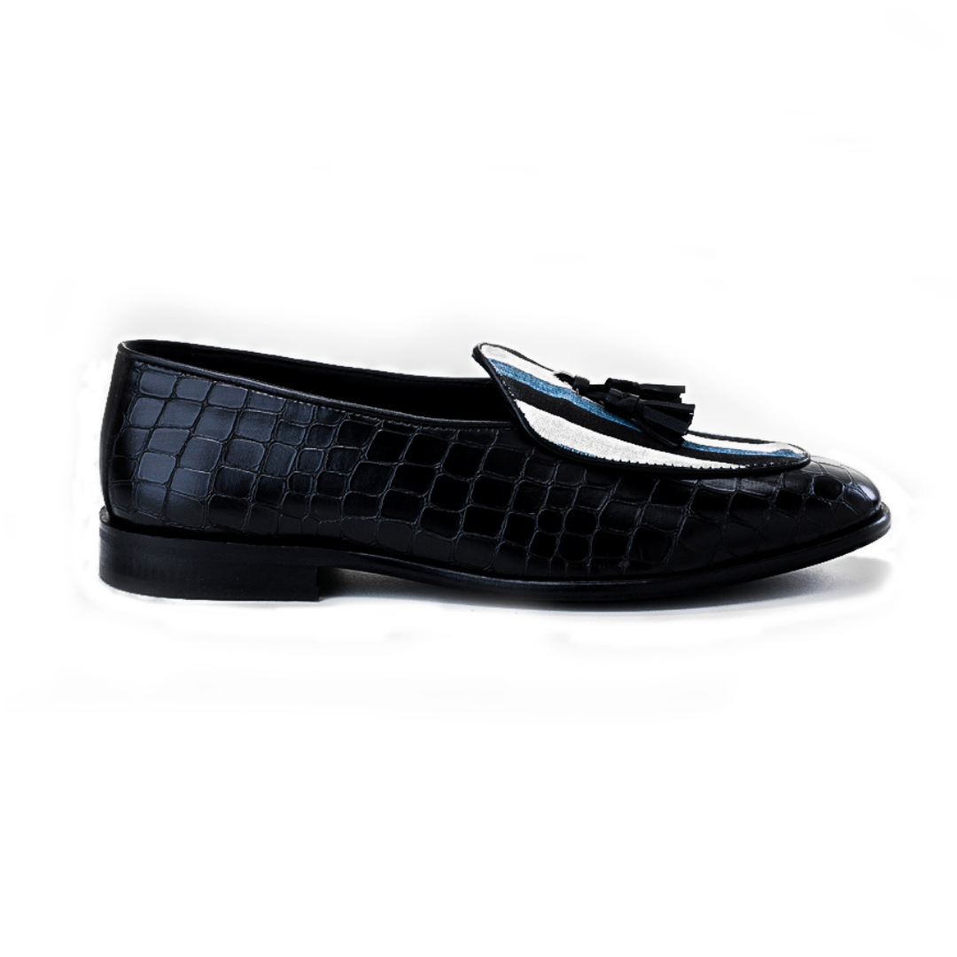 Monkstory Raro Stripped Print Smart Casual Slip-Ons - Multicolor