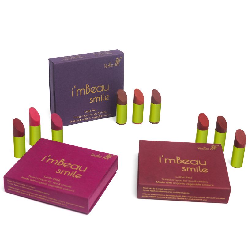 Rustic Art Organic Little Pink | Zero Waste Lip & Cheek Tint | Pack of 3 (MINI)