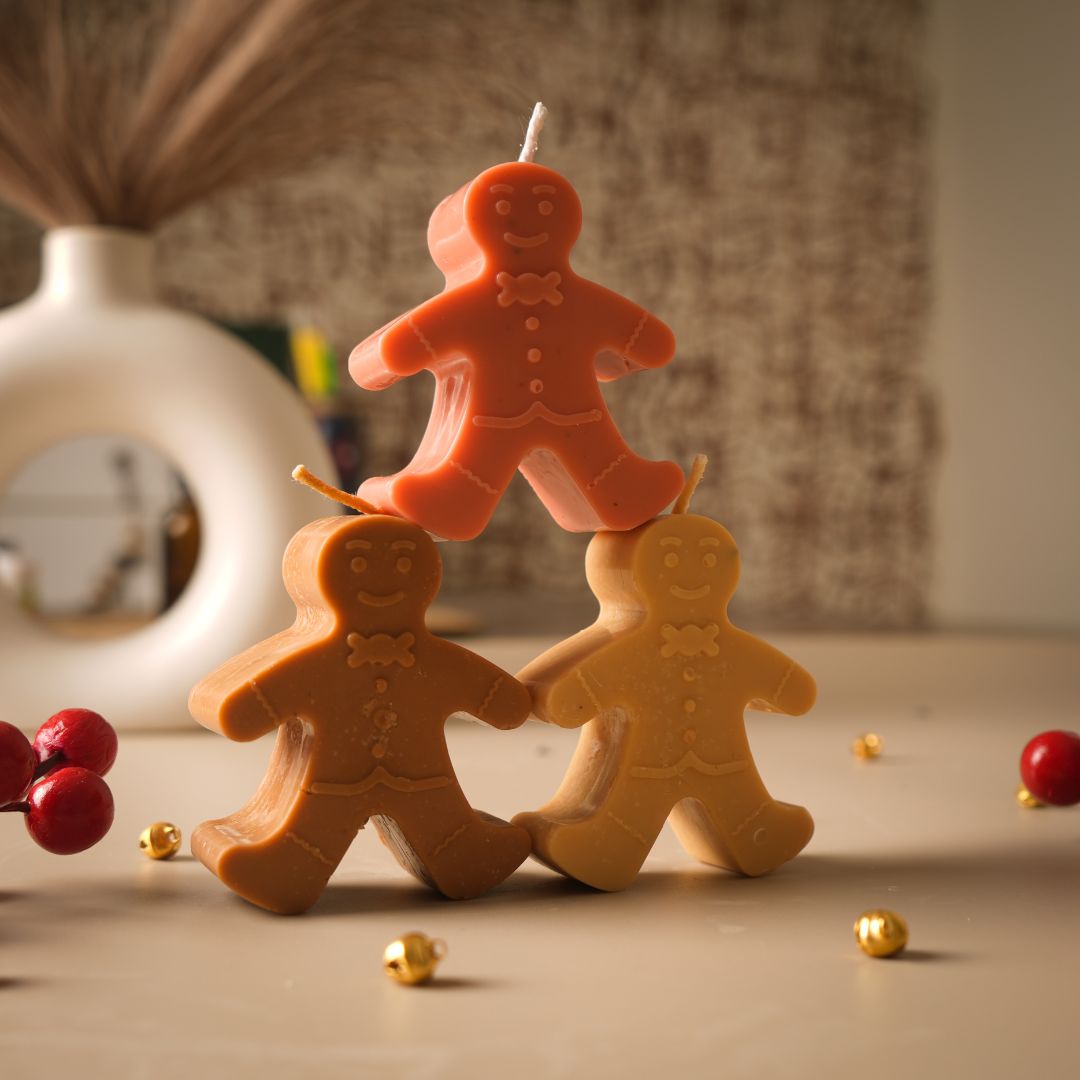 Ecokari Assorted Gingerbread Man Soy Candles for Christmas