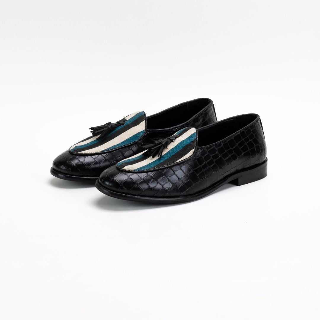Monkstory Raro Stripped Print Smart Casual Slip-Ons - Multicolor