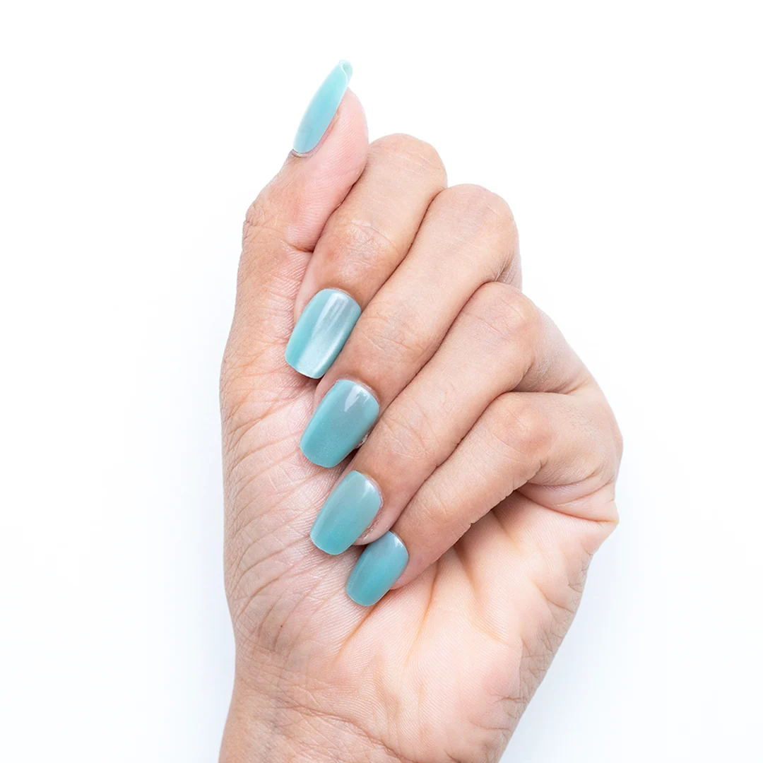 Gush Beauty Blue Taffy | Medium Square, Press-On Nails