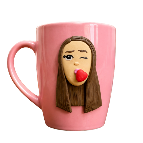 Bisou Rose – 3D Pink Kiss Ceramic Mug