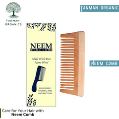 Tanman Organics Pure Kacchi Neem Wood Comb Shampoo Dual Wood