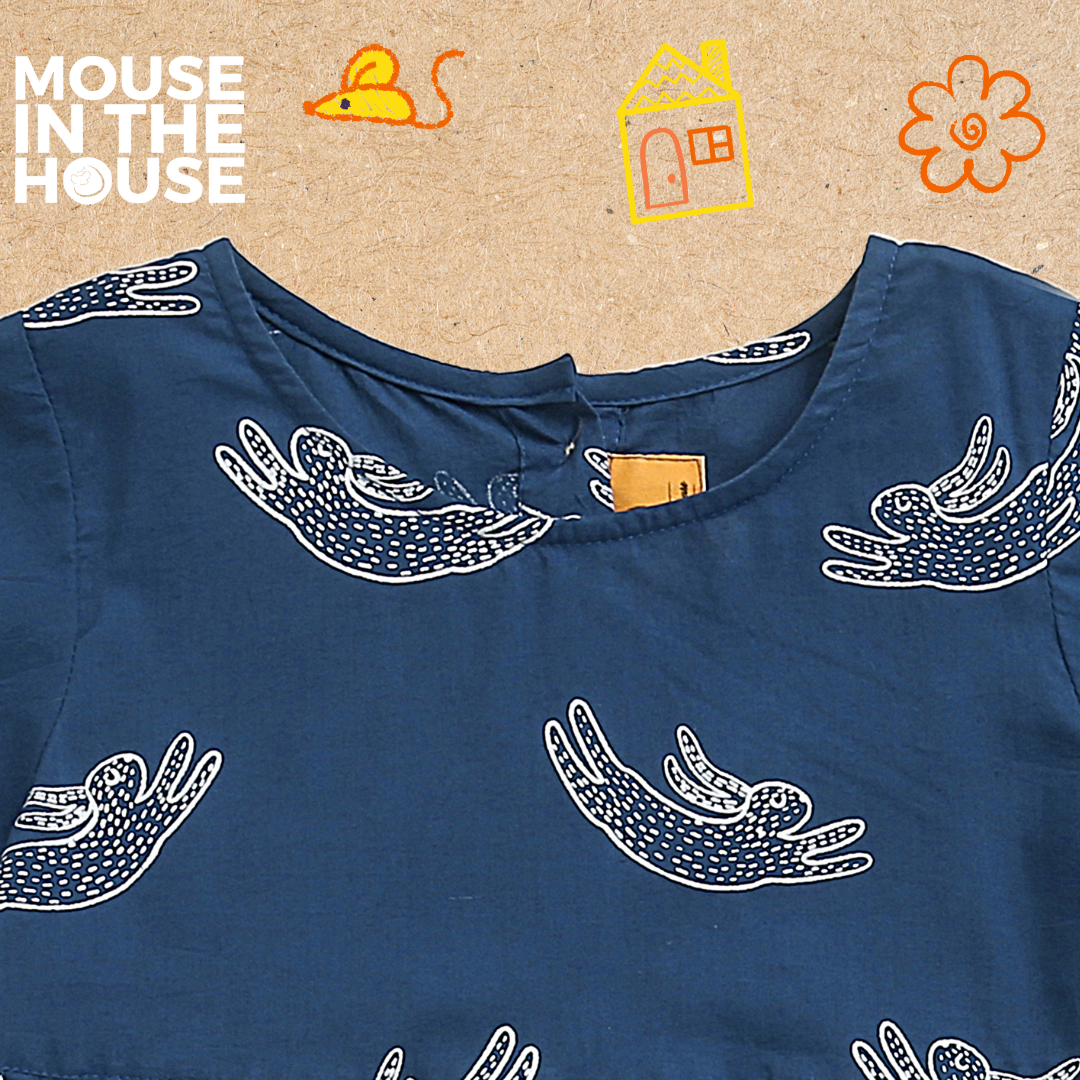 Mouse In The House A Fuzzy Rabbit - Cotton Dress (Blue)